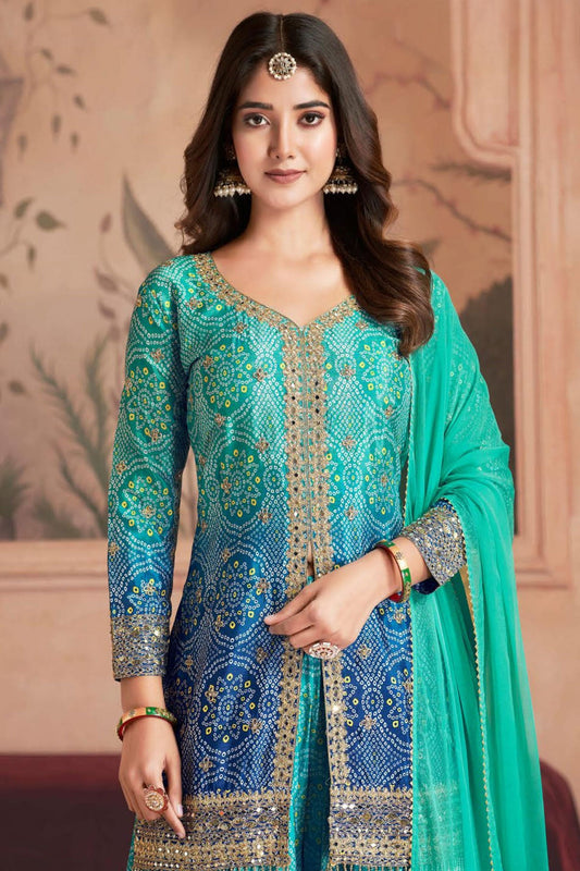 Blue Readymade Heavy Work Chinon Suit-SS347_2_SareeButa.com