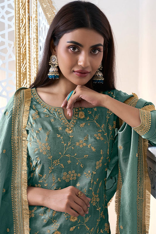 Blue Readymade Tissue Sharara Suit-SS294_2_SareeButa.com