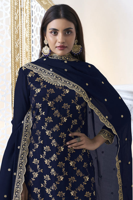 Blue Readymade Tissue Sharara Suit-SS311_2_SareeButa.com