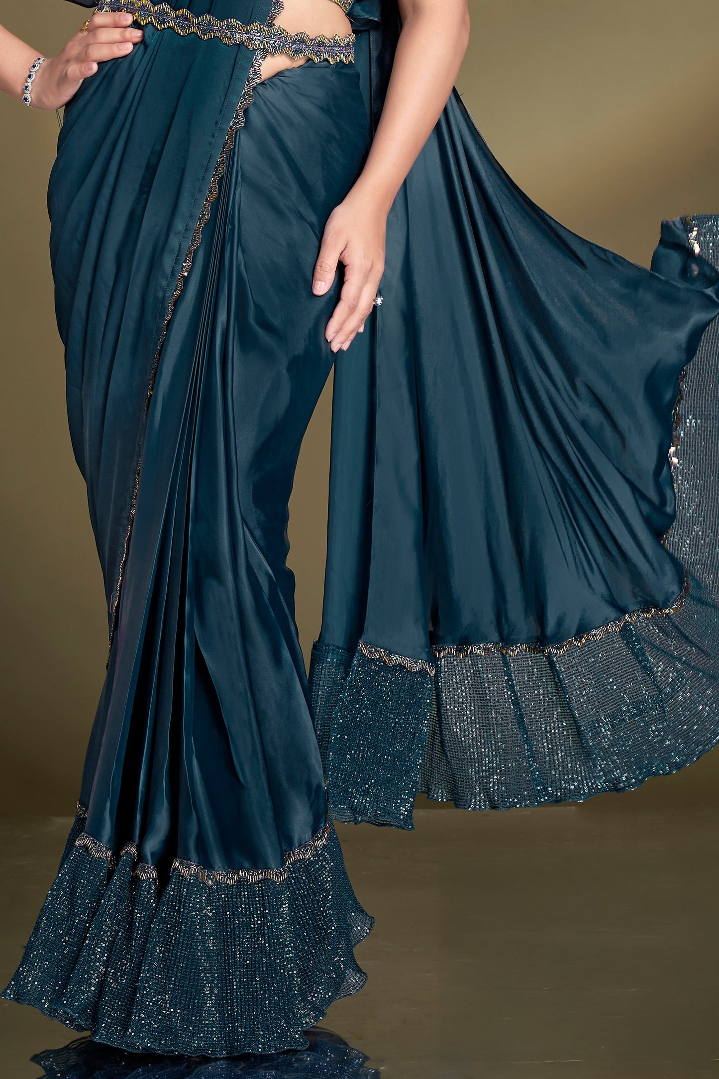 Blue Satin Silk Ready to Wear Saree-ZB134615_3_SareeButa.com