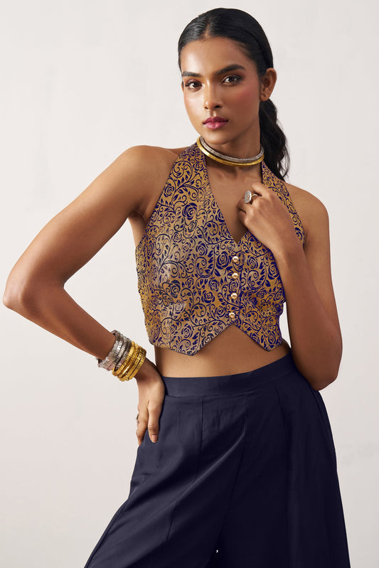 Blue Waist Coat and Palazzo Set-SS447_2_SareeButa.com