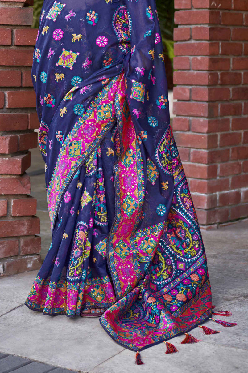 Blue Woven Cotton Silk Saree-ZB133807_4_SareeButa.com