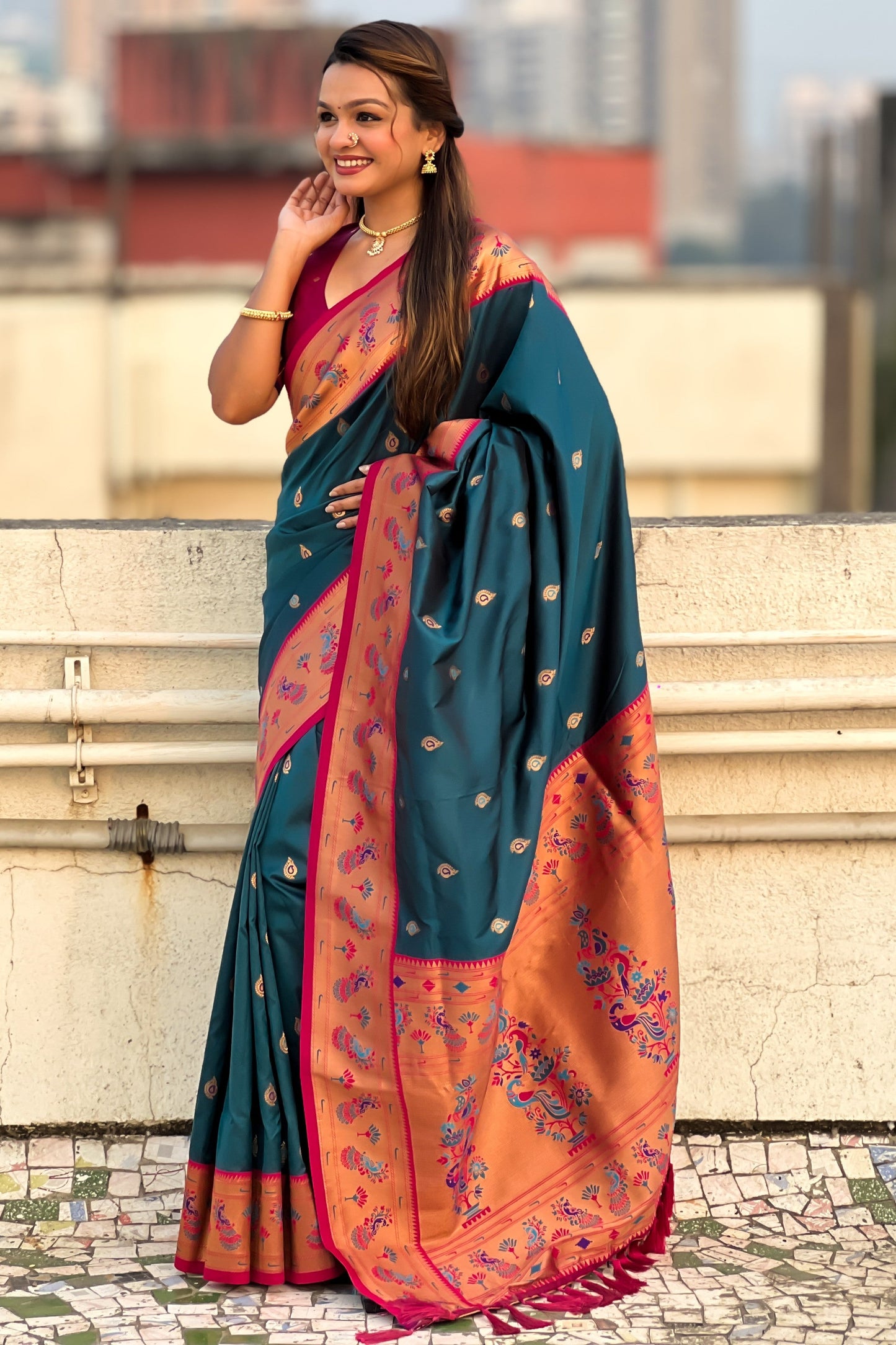 Blue Woven Paithani Saree-ZB134799_4_SareeButa.com