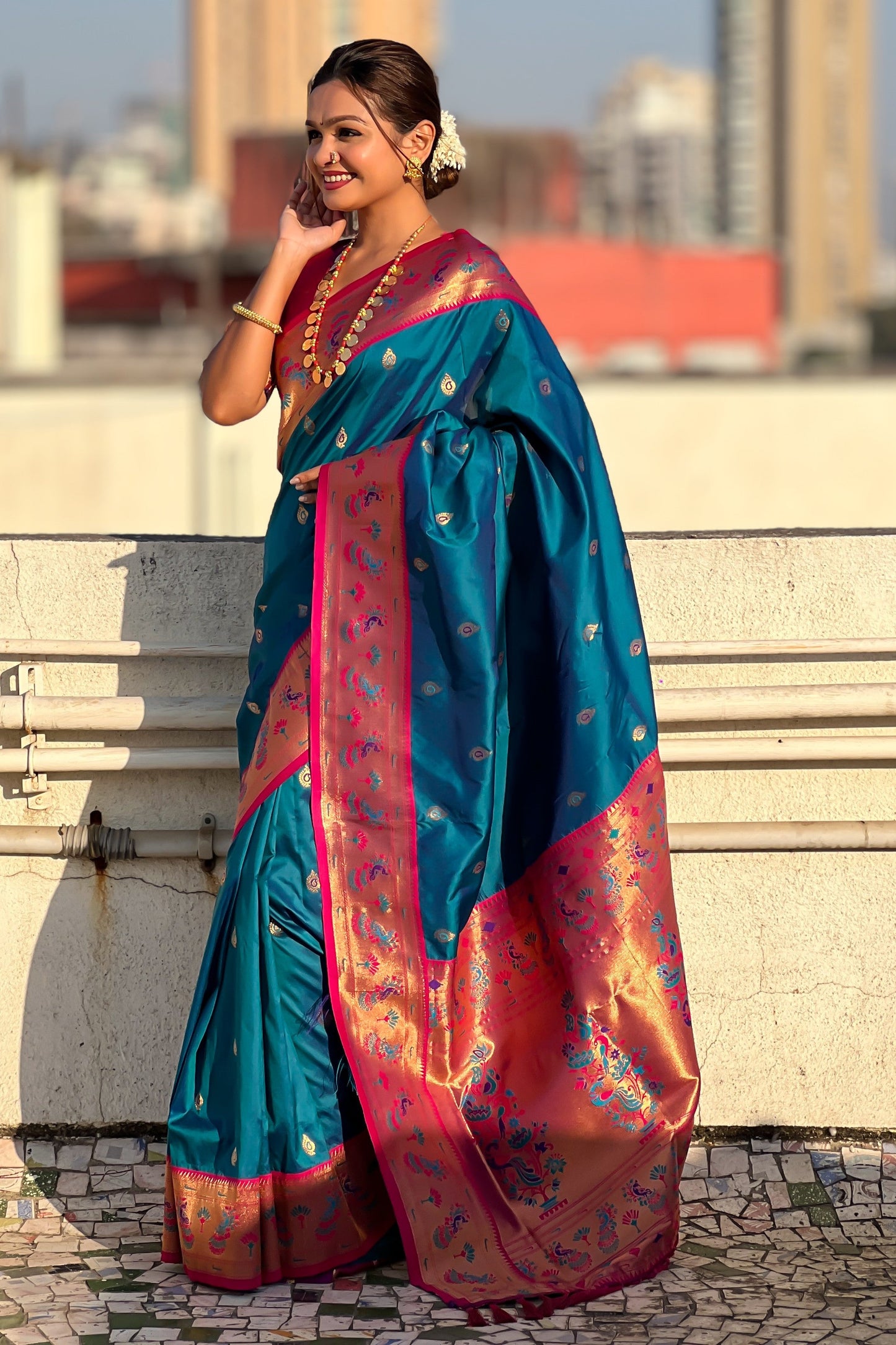 Blue Woven Paithani Saree-ZB134805_4_SareeButa.com