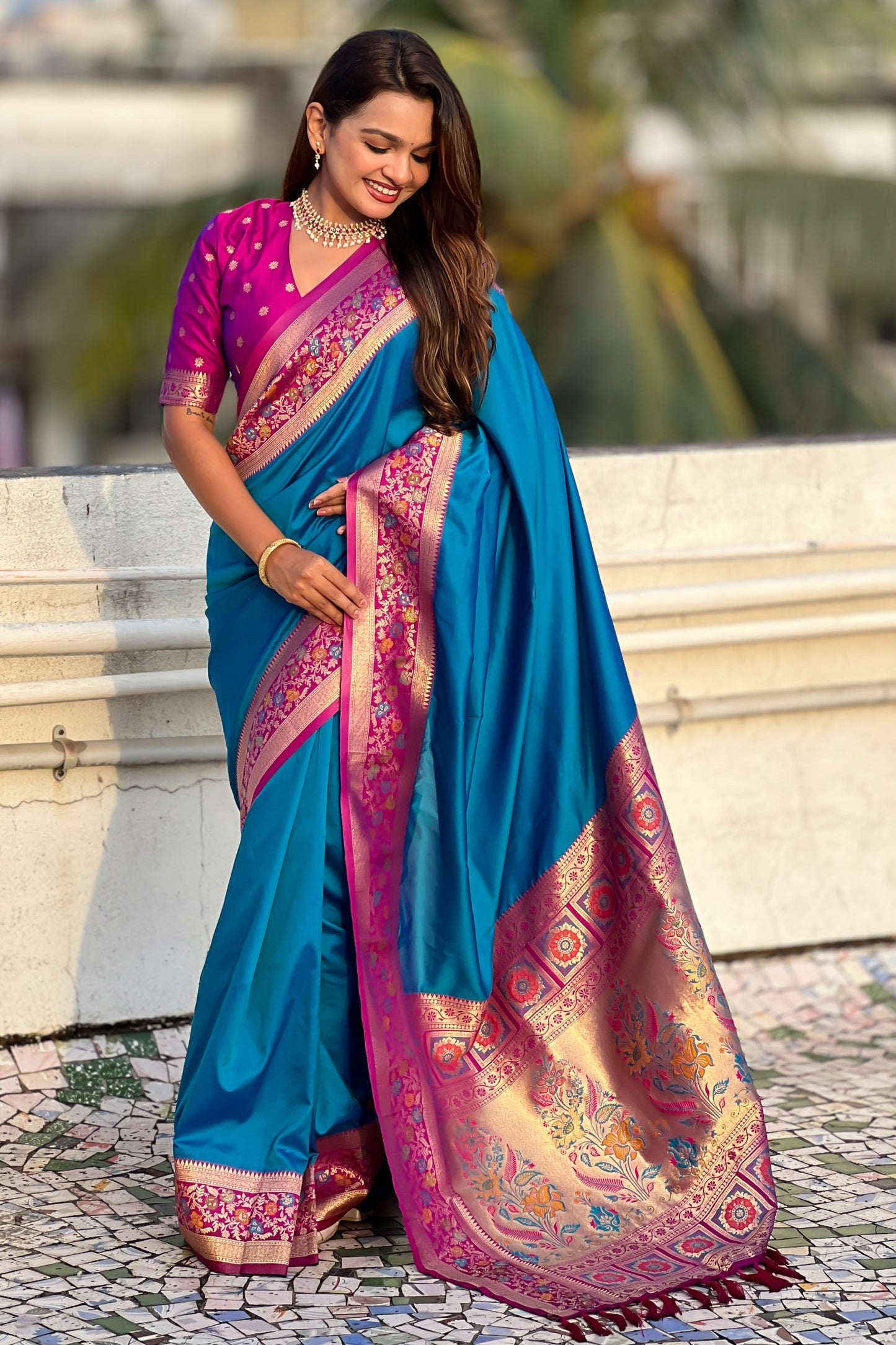 Blue Woven Paithani Saree-ZB134847_4_SareeButa.com
