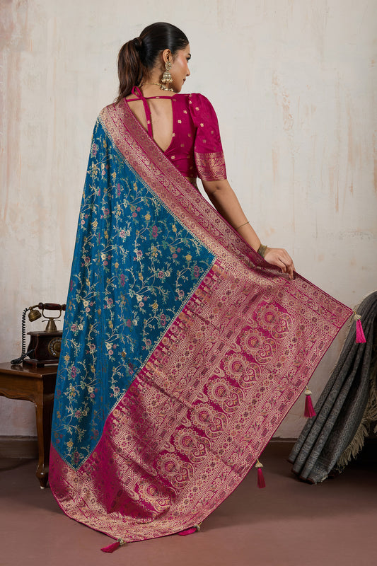Blue Woven Satin Silk Saree-SAR12504_2_SareeButa.com