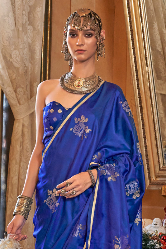 Blue Woven Satin Silk Saree-ZB134015_2_SareeButa.com