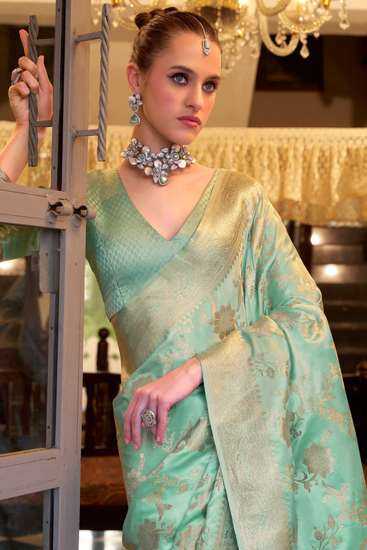 Blue Woven Satin Silk Saree-ZB134405_2_SareeButa.com