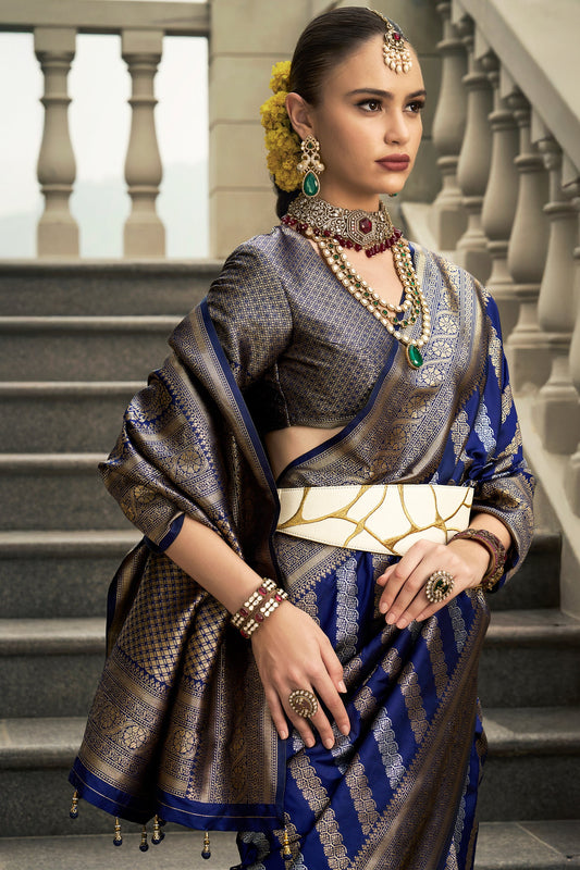 Blue Woven Silk Saree-ZB133527_2_SareeButa.com