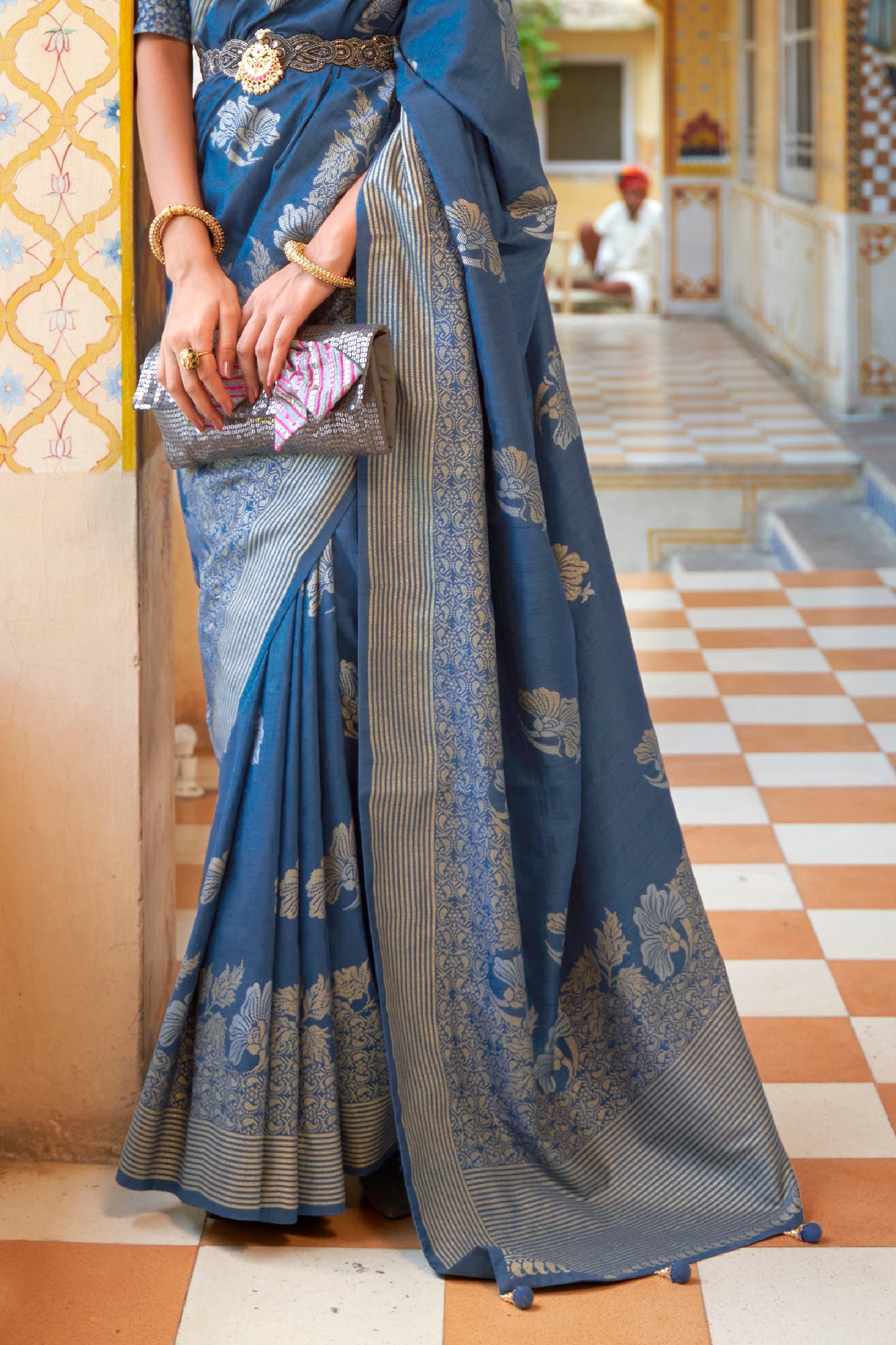 Blue Woven Silk Saree-ZB133823_4_SareeButa.com