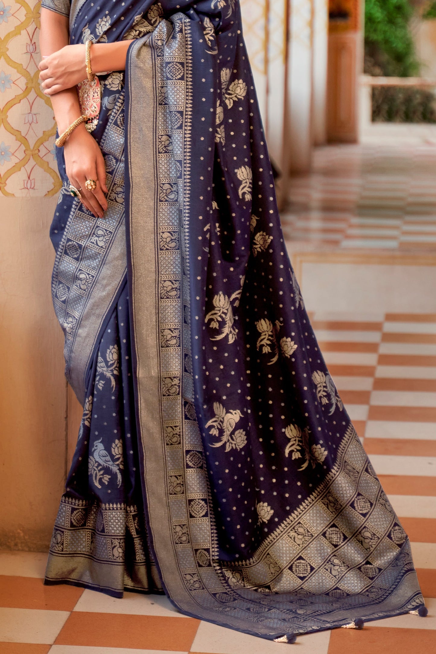 Blue Woven Silk Saree-ZB133832_4_SareeButa.com