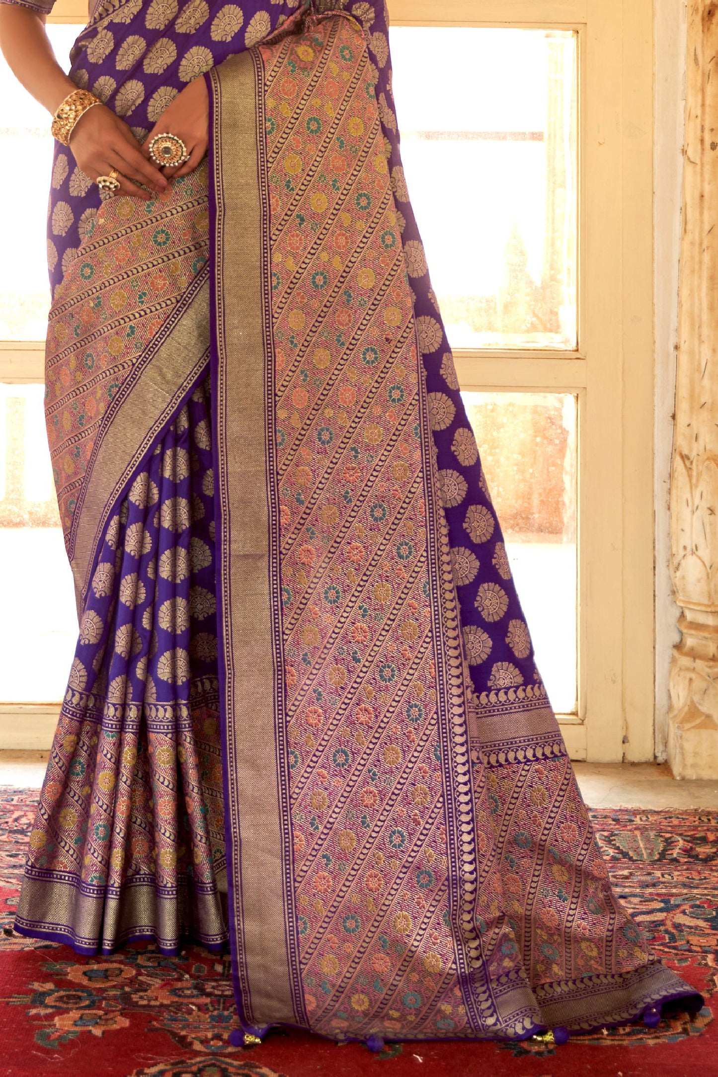 Blue Woven Silk Saree-ZB133833_4_SareeButa.com