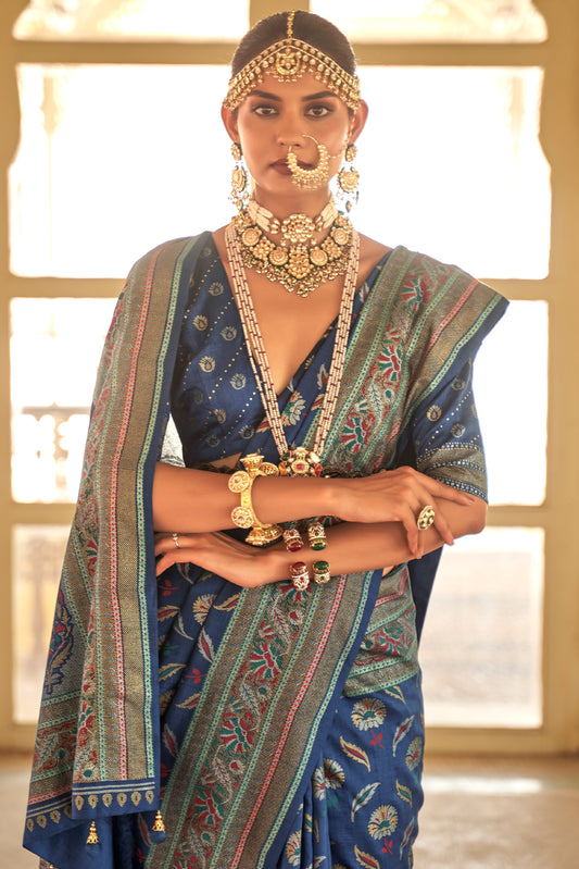 Blue Woven Silk Saree-ZB133838_2_SareeButa.com