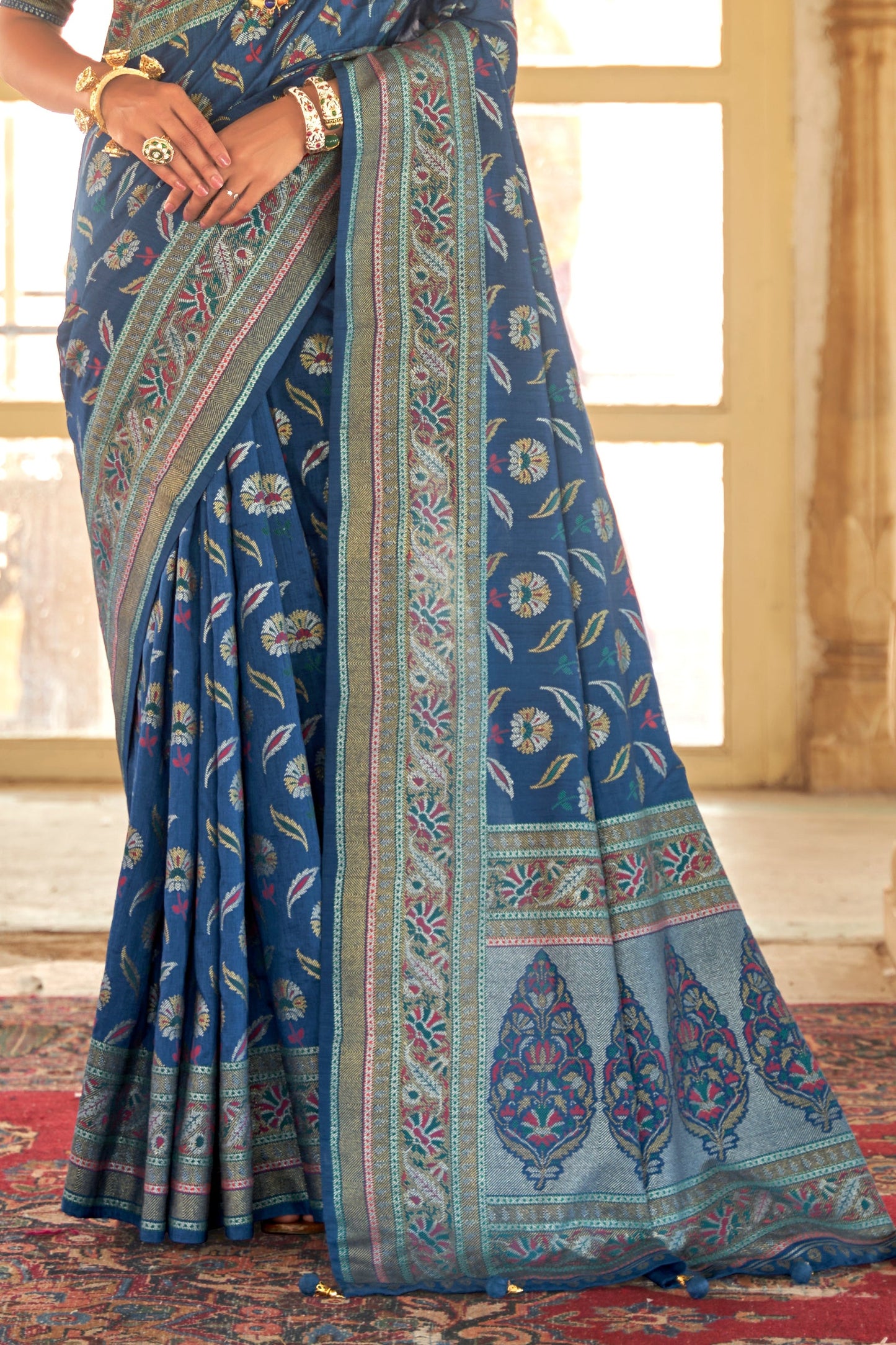 Blue Woven Silk Saree-ZB133838_4_SareeButa.com