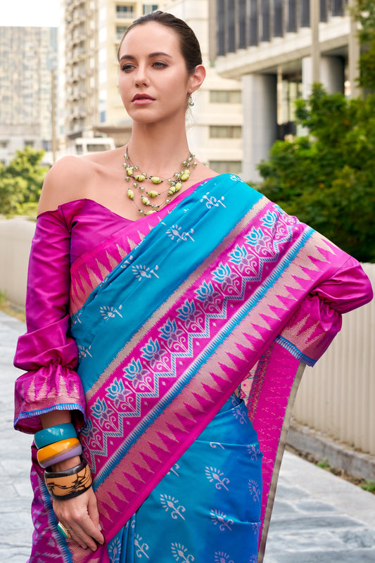 Blue Woven Silk Saree-ZB134699_2_SareeButa.com