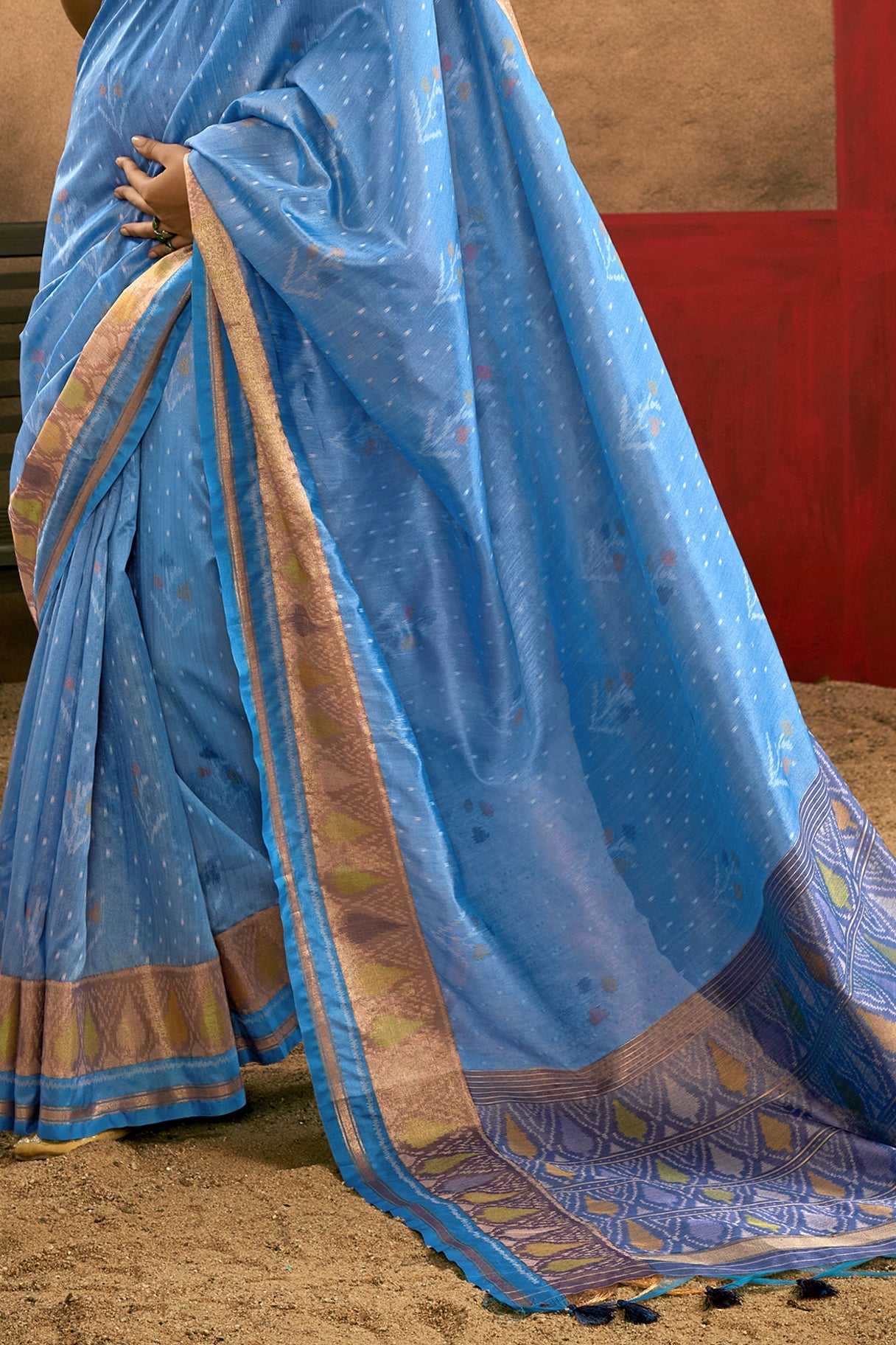 Blue Woven Silk Saree With Patola Pallu-ZB133520_4_SareeButa.com