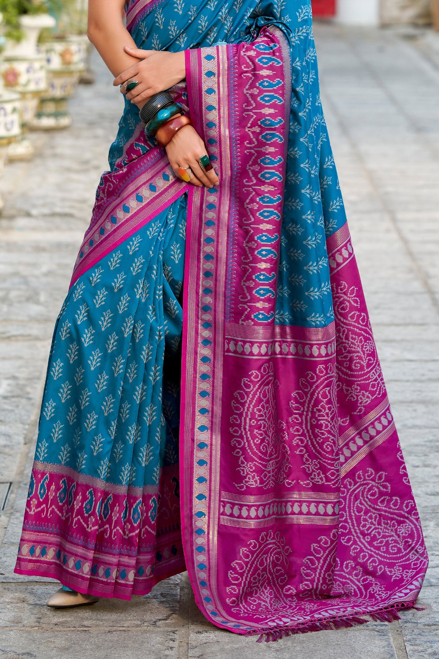 Blue Woven Soft Ikat Silk Saree-SAR10032_5_SareeButa.com