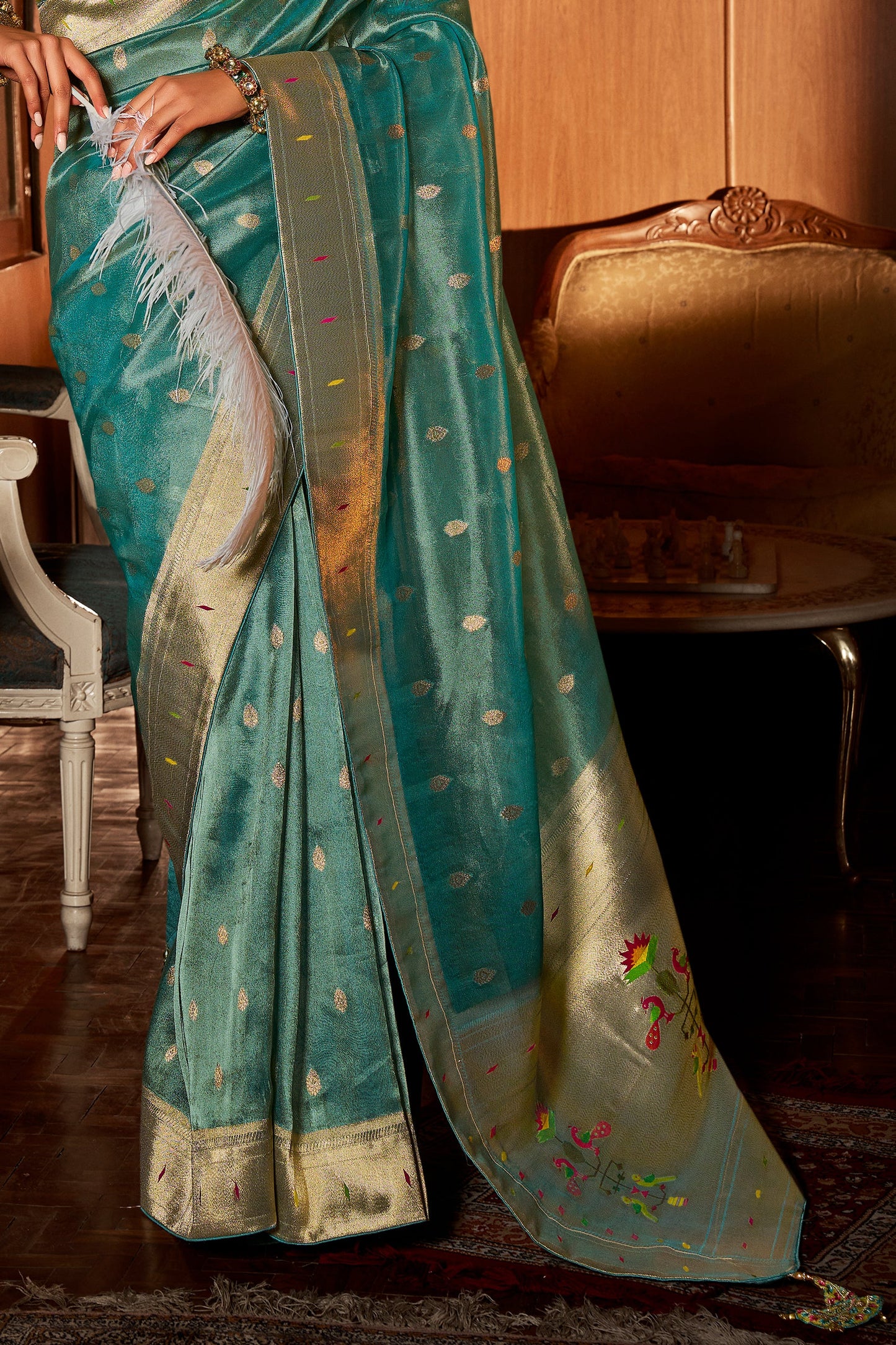 Blue Woven Tissue Paithani Saree-ZB134646_3_SareeButa.com