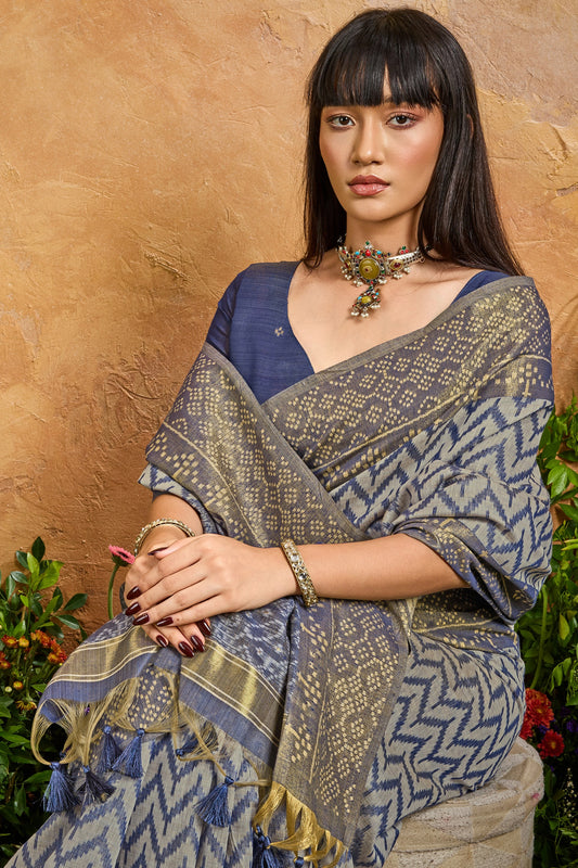 Blue Woven Viscose Cotton Saree-SAR12327_2_SareeButa.com