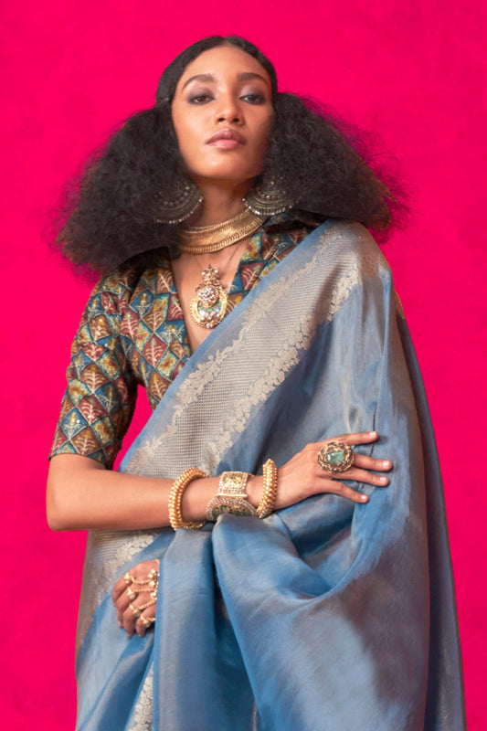 Blue Zari Weaving Tissue Saree-ZB134100_2_SareeButa.com