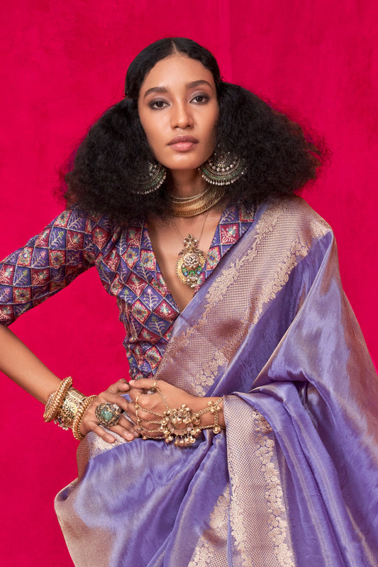 Blue Zari Weaving Tissue Saree-ZB134102_2_SareeButa.com