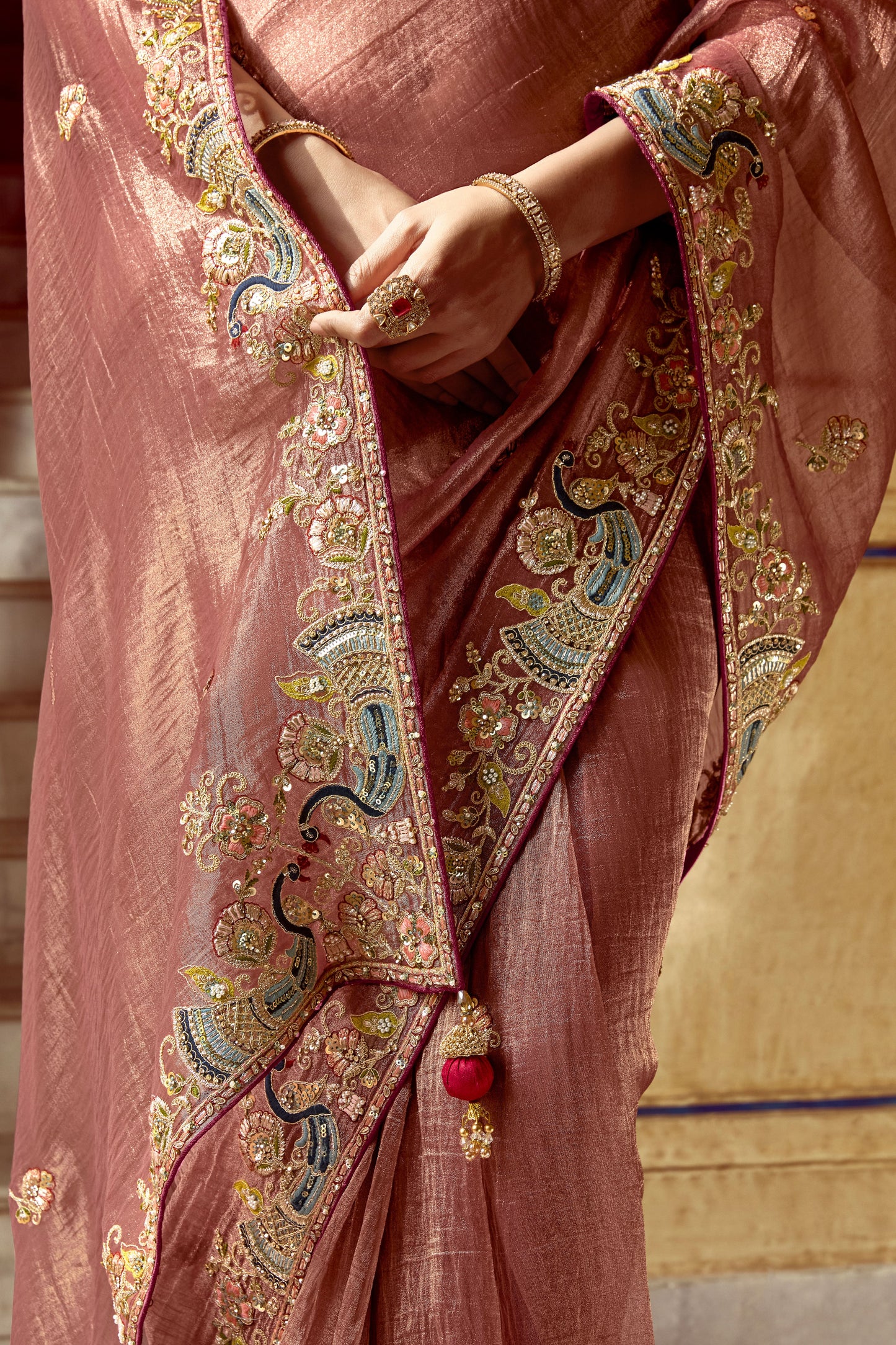 Blush Pink Embroidered Organza Saree-ZB134267_4_SareeButa.com