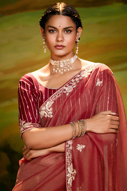 Blush Pink Embroidered Organza Saree-ZB134607_2_SareeButa.com