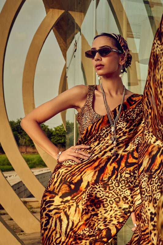 brown-printed-satin-crepe-saree-zb130583_2_SareeButa.com