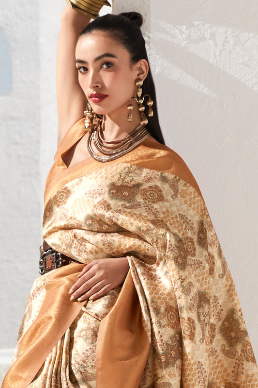 Brown Printed Silk Saree-ZB133413_2_SareeButa.com
