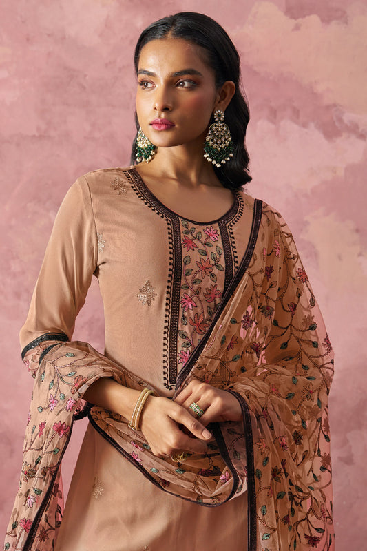 Brown Readymade Georgette Salwar Suit-SS419_2_SareeButa.com