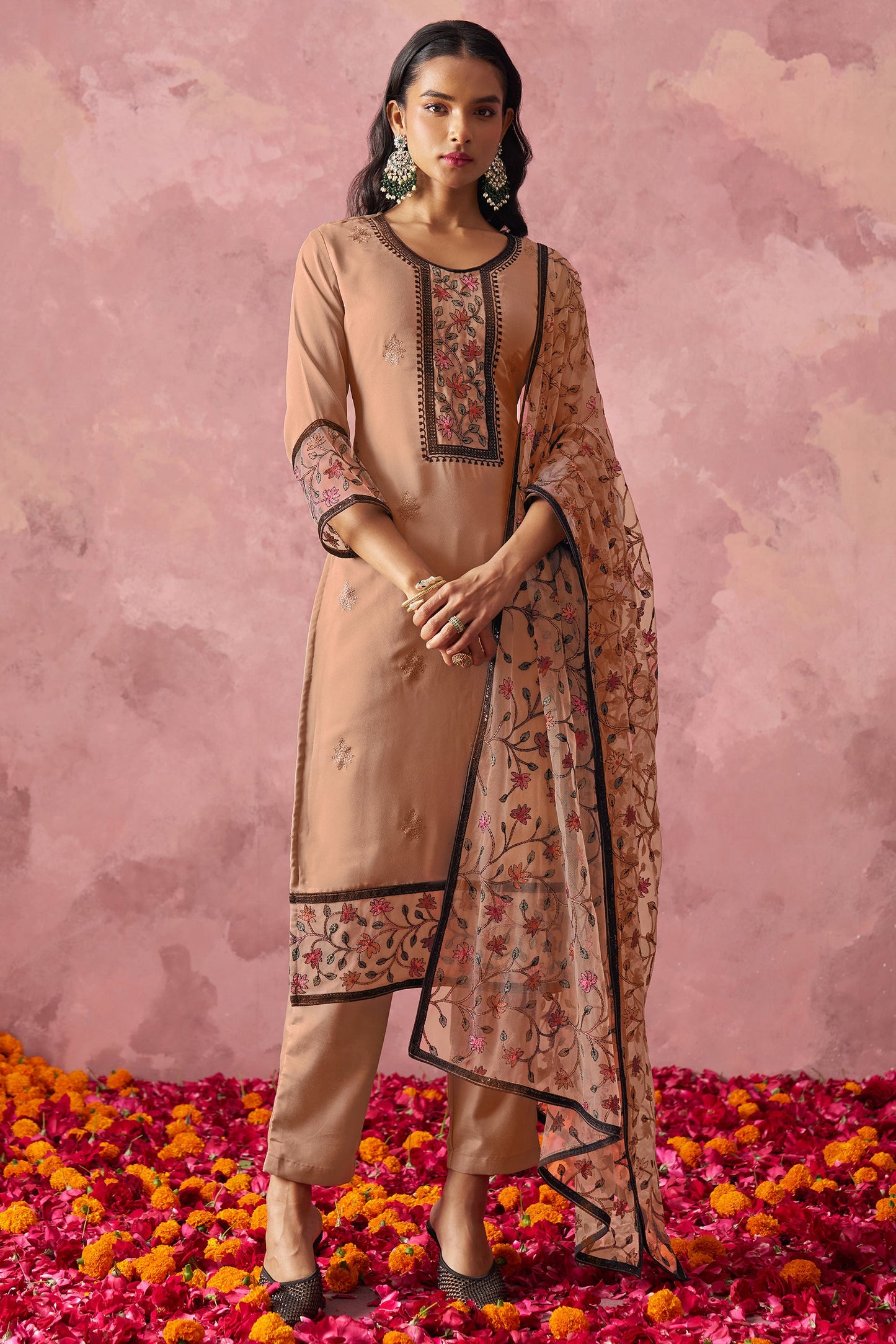 Brown Readymade Georgette Salwar Suit-SS419_6_SareeButa.com