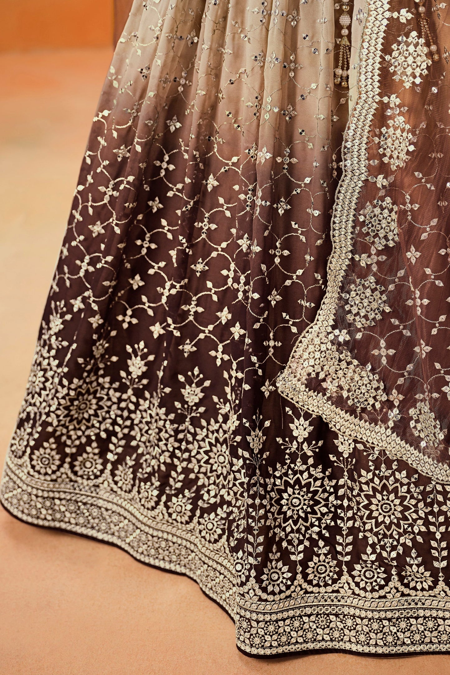 Brown Semi-Stitched Embroidered Georgette Lehenga-LC222_6_SareeButa.com