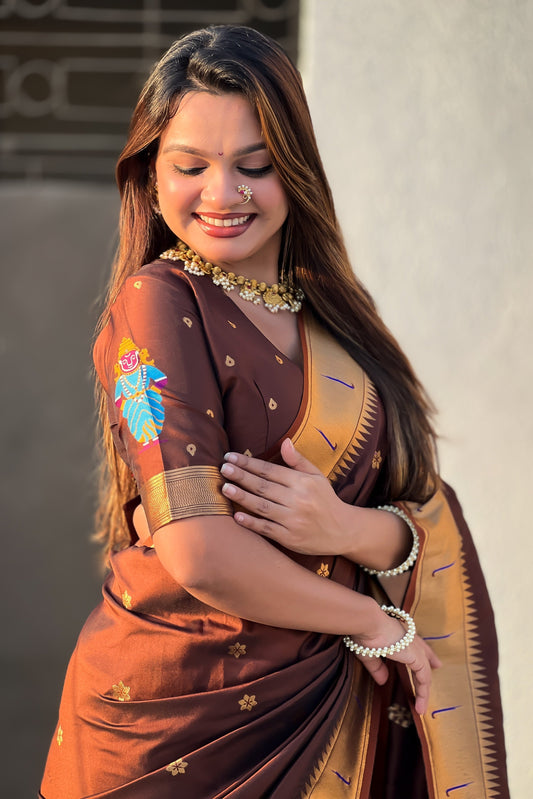 Brown Woven Paithani Saree-ZB134806_2_SareeButa.com