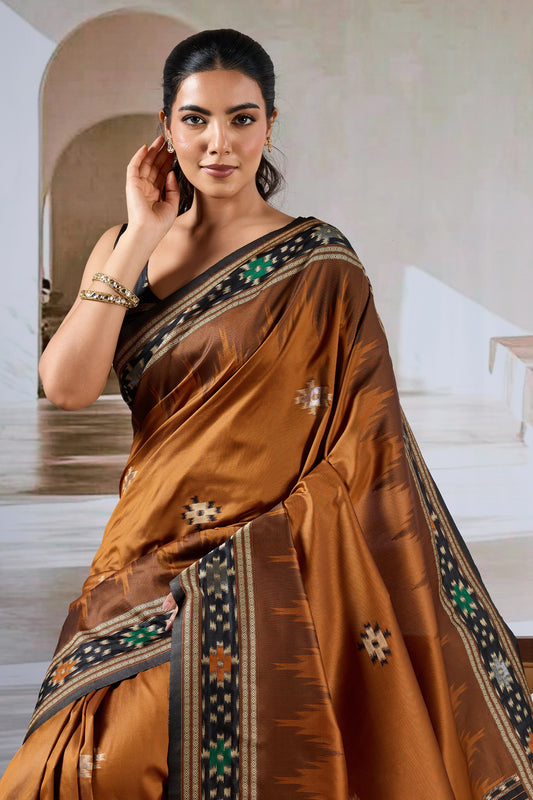 Brown Woven Patola Silk Saree-SAR12422_2_SareeButa.com