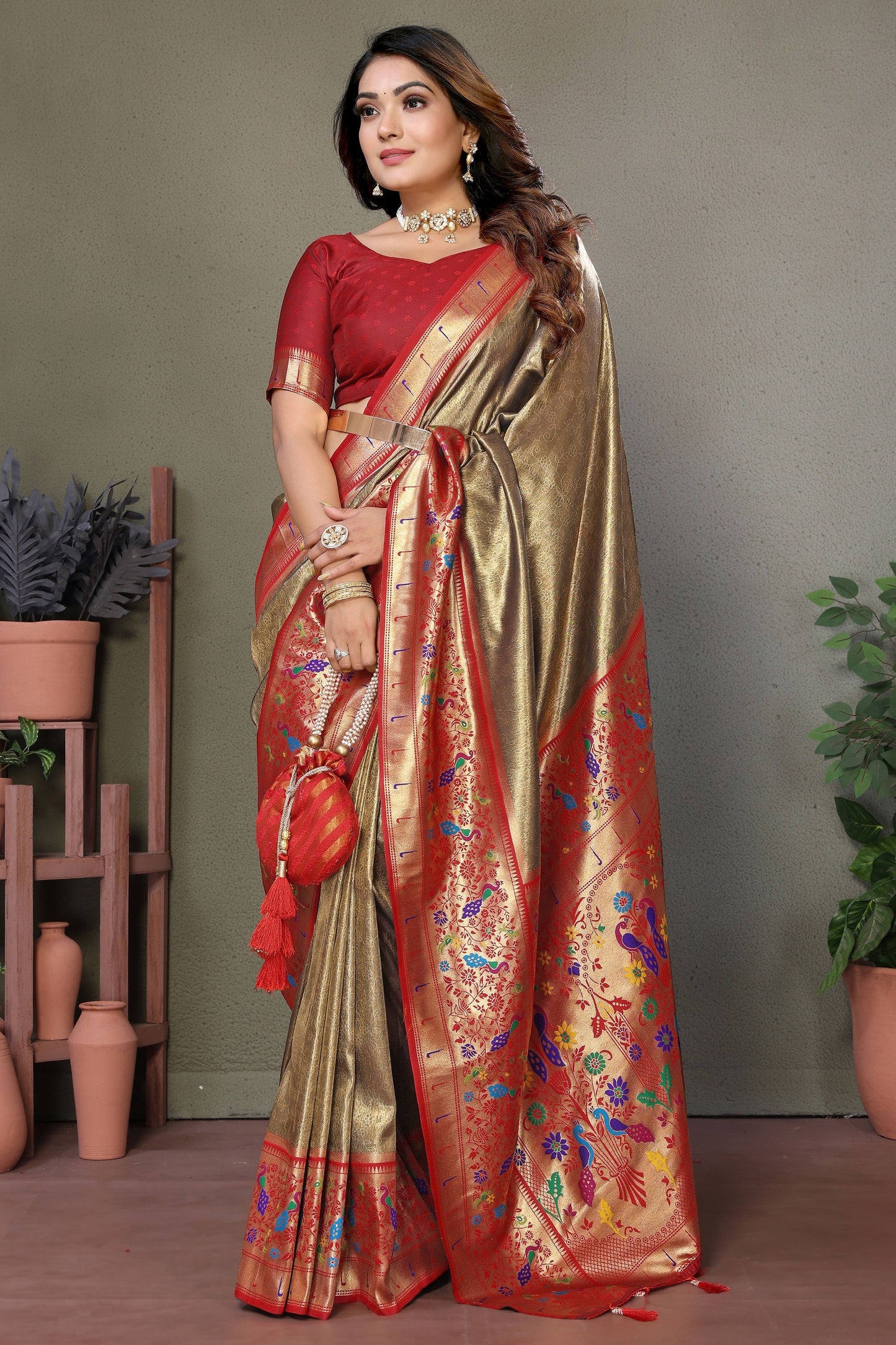 Brown Woven Tissue Silk Paithani Saree-ZB134812_4_SareeButa.com
