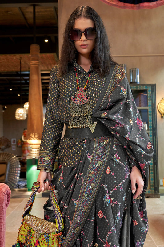 Charcoal Black Printed Silk Saree-SAR11301_2_SareeButa.com