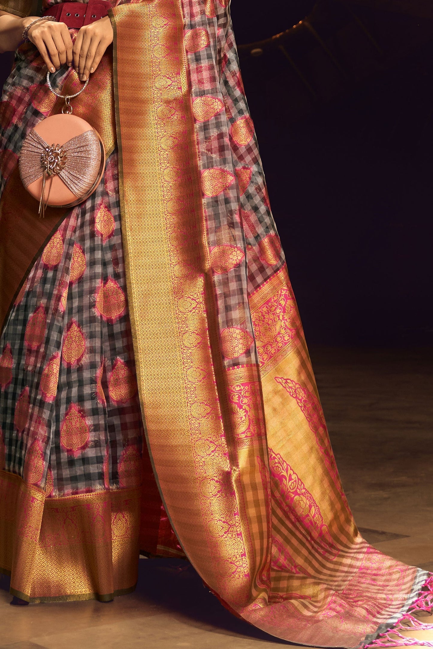 checkered-woven-organza-silk-saree-zb130627_3_SareeButa.com