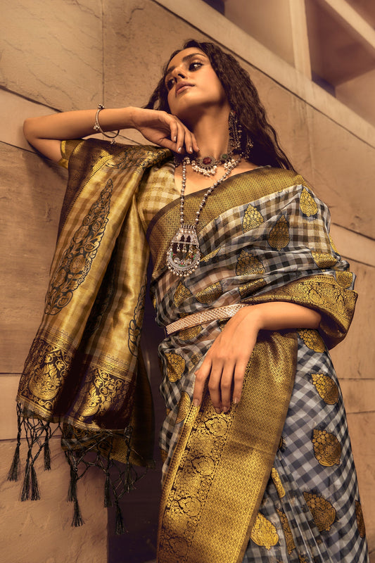 checkered-woven-organza-silk-saree-zb130630_2_SareeButa.com