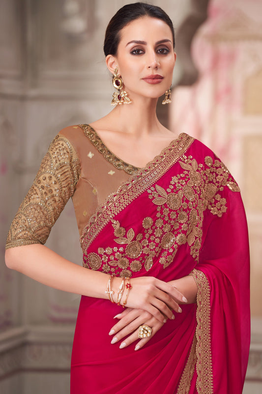 Cherry Pink Embroidered Satin Silk Saree-ZB134551_2_SareeButa.com