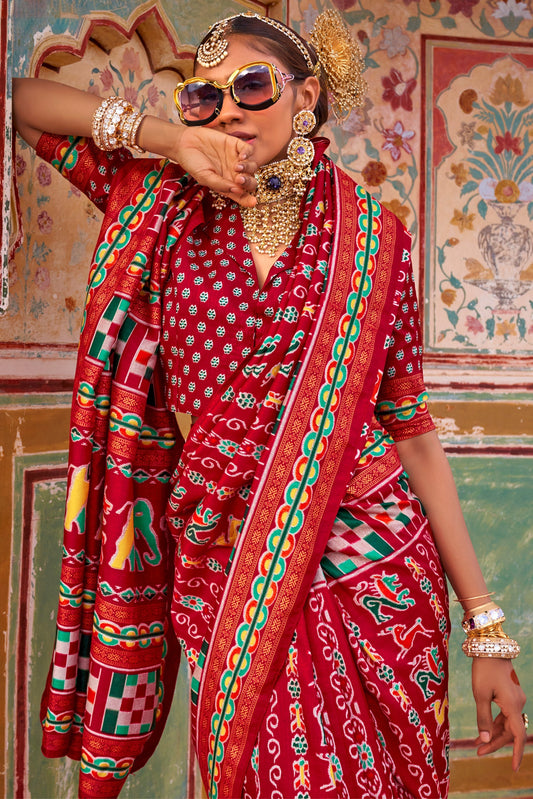 Cherry Pink Printed Silk Saree-ZB133427_2_SareeButa.com