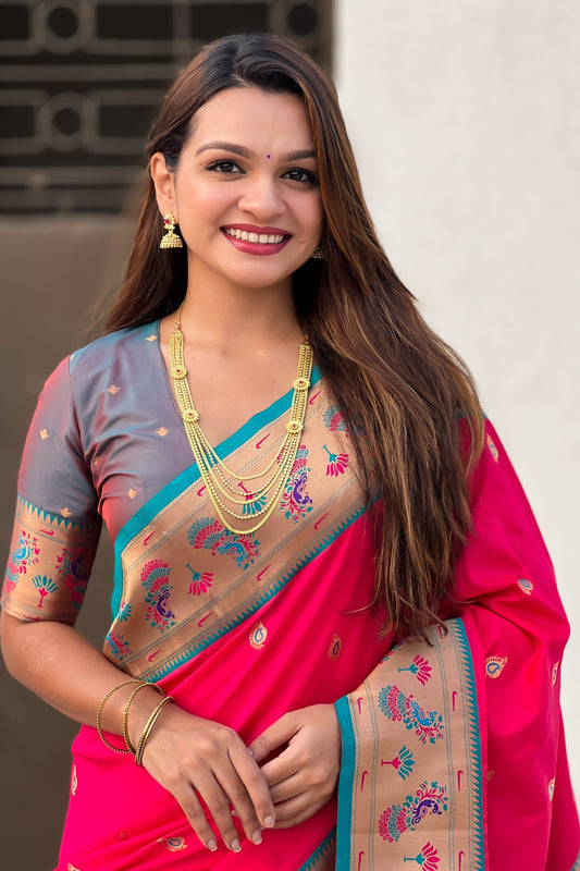 Cherry Pink Paithani Saree-ZB134802_2_SareeButa.com