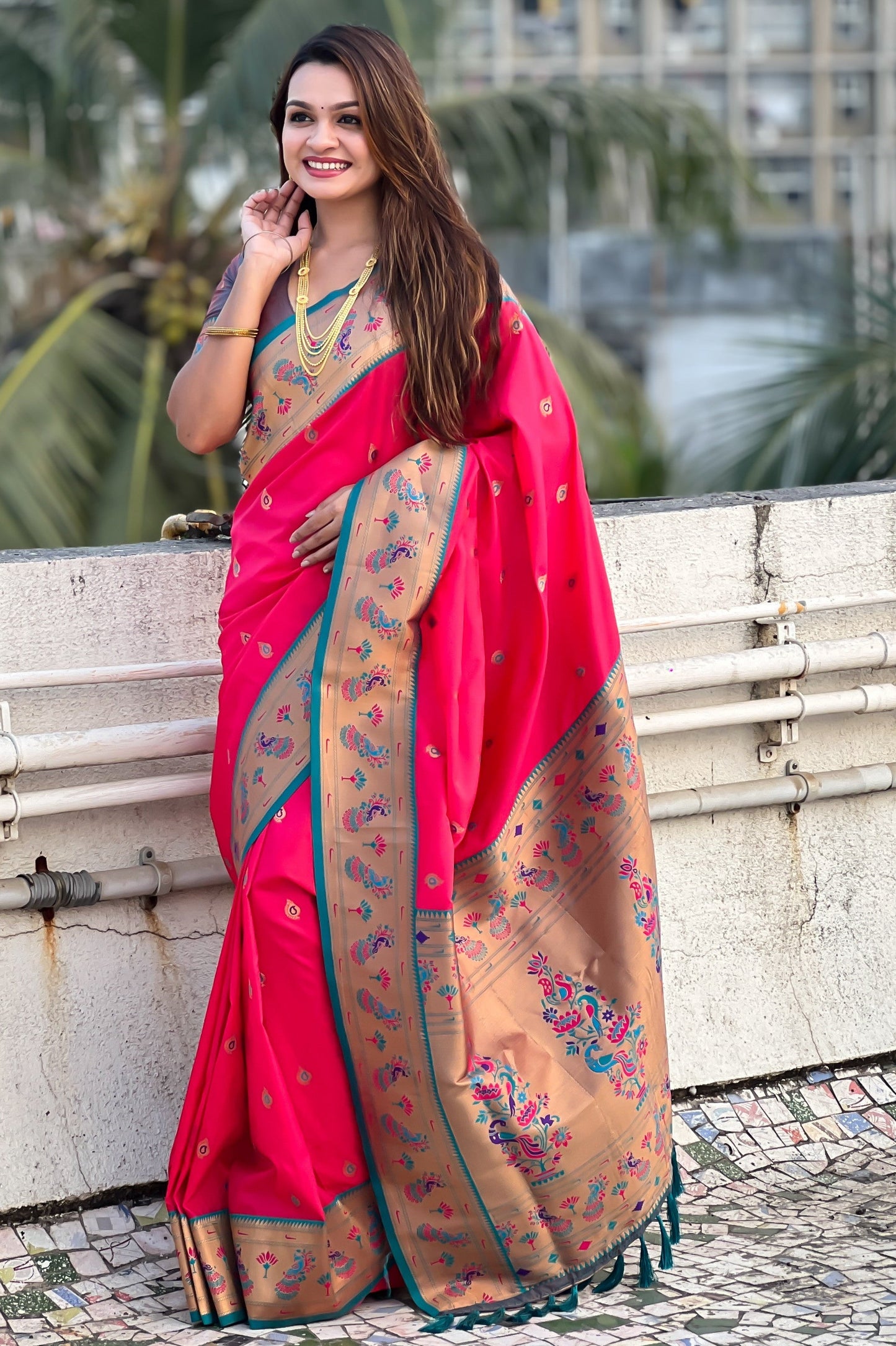 Cherry Pink Paithani Saree-ZB134802_4_SareeButa.com