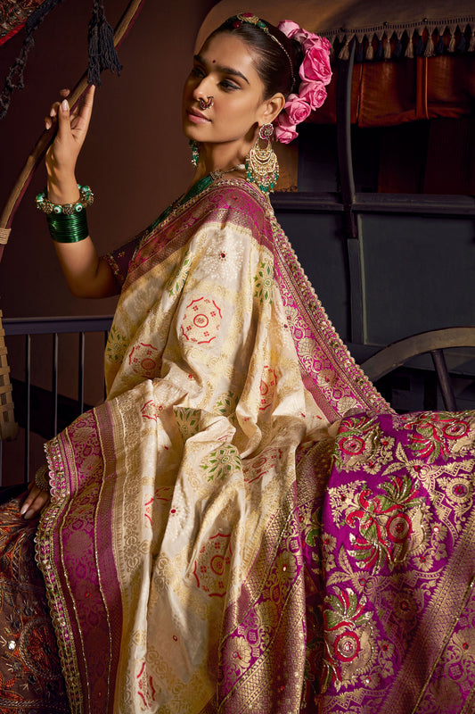 Cream Woven Pure Viscose Saree-ZB134047_2_SareeButa.com