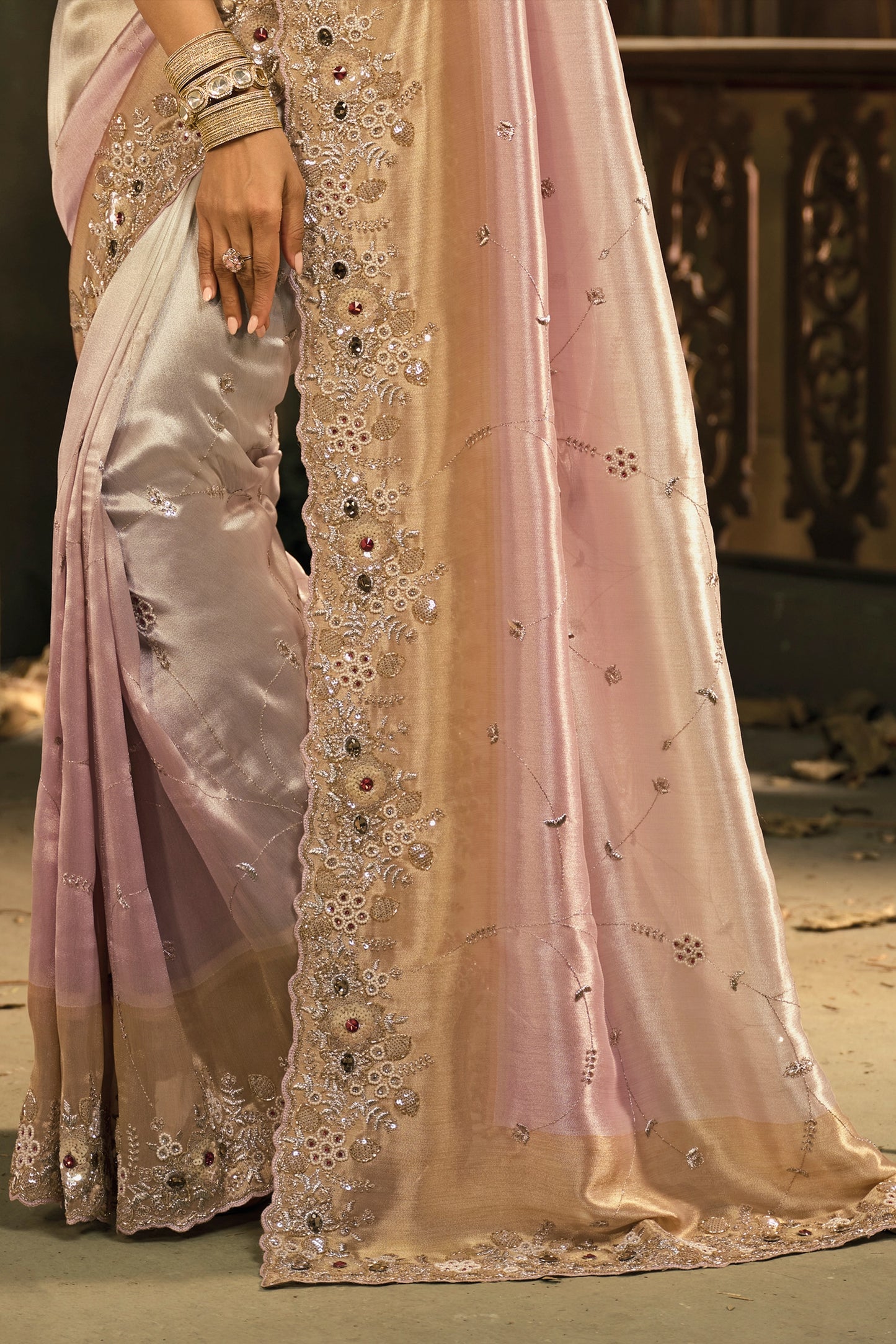 Cream And Pink Embroidered Silk Saree-SAR12038_4_SareeButa.com