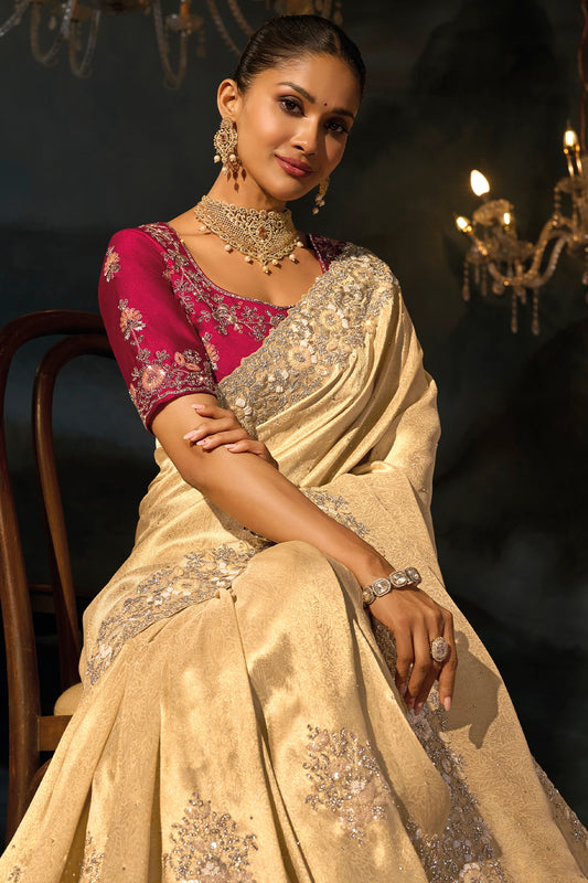 Cream Embroidered Kanjivaram Silk Saree-SAR13260_2_SareeButa.com
