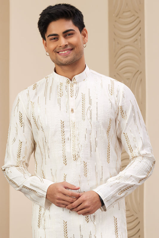 Cream Embroidered Silk Kurta Pajama-MW23_2_SareeButa.com