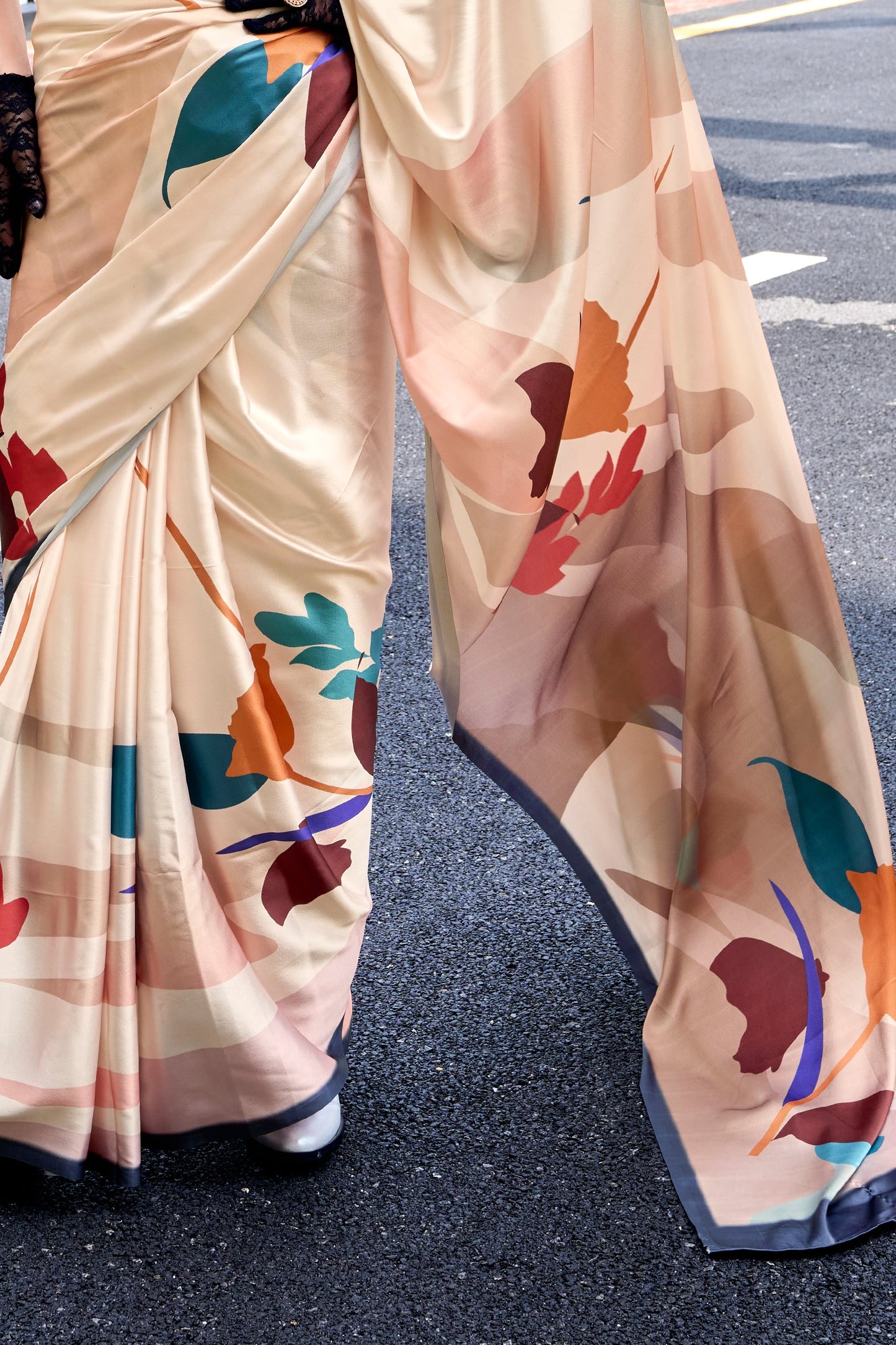 Cream Printed Satin Crepe Saree-ZB134007_4_SareeButa.com