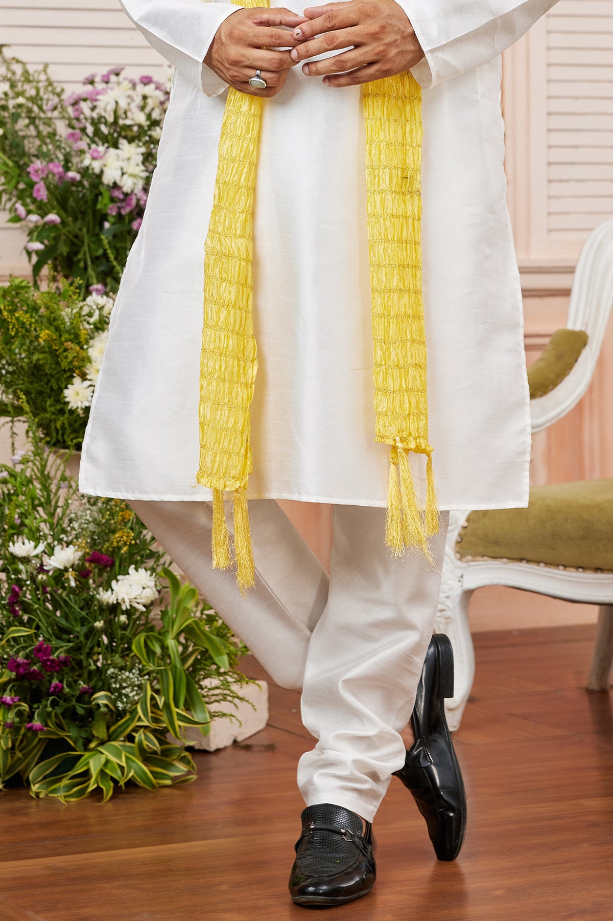 Cream Silk Kurta Pajama-SAR11394_4_SareeButa.com