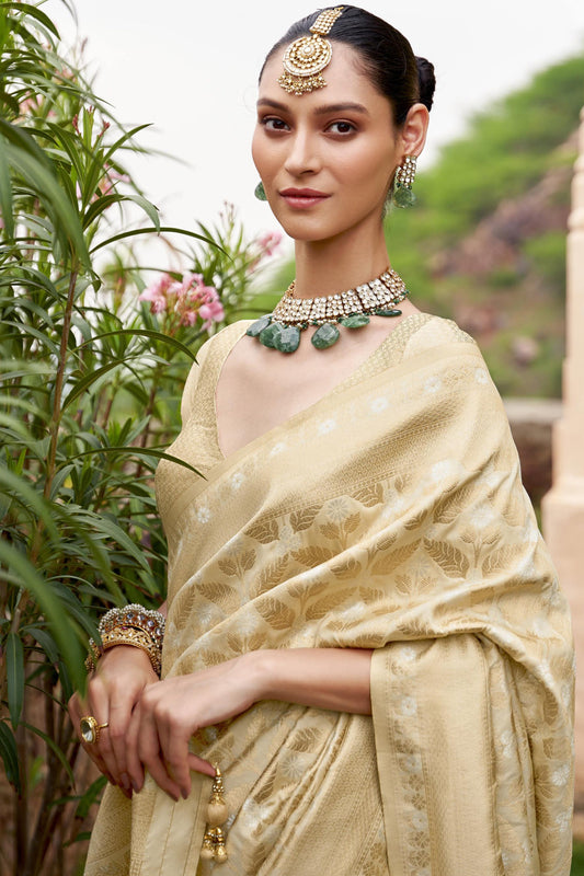 Cream Woven Banarasi Saree-ZB133392_2_SareeButa.com