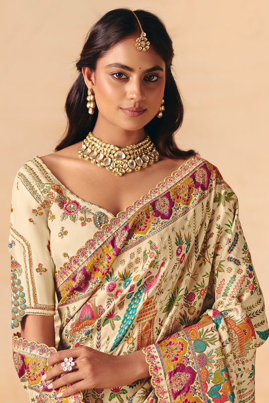 Cream Zari Work Dola Silk Saree With Embroidery-SAR12068_2_SareeButa.com